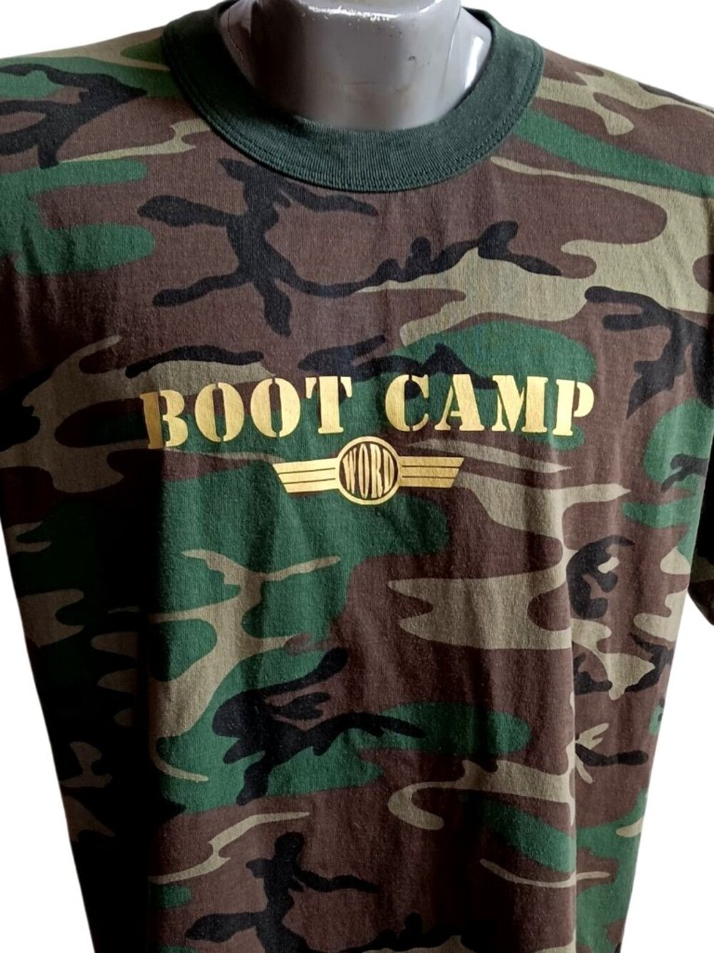 True Vintage T-shirt XL Single Stitch 2001 Camo Green Oklahoma City Church